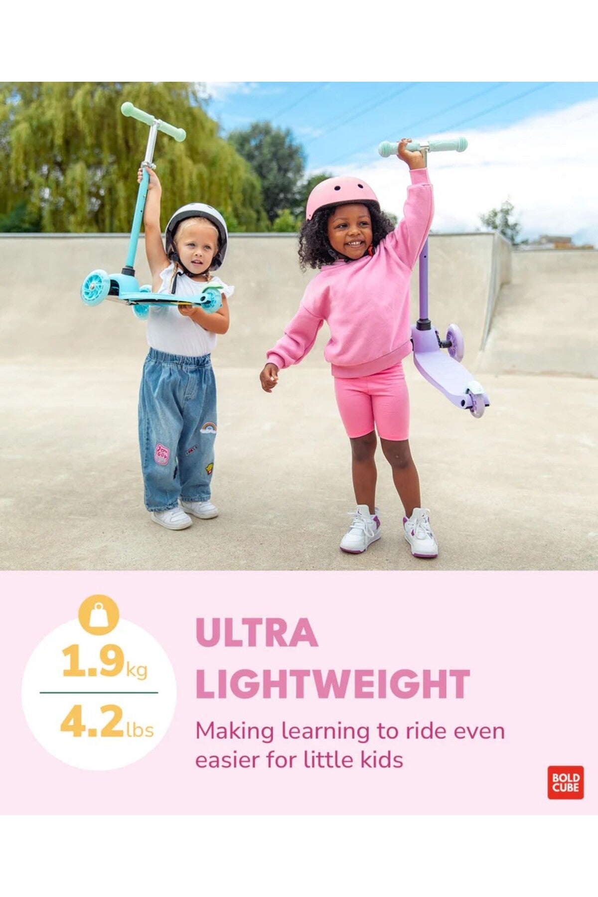 BoldCube Teeny 3T LED Işıklı Scooter Pembe
