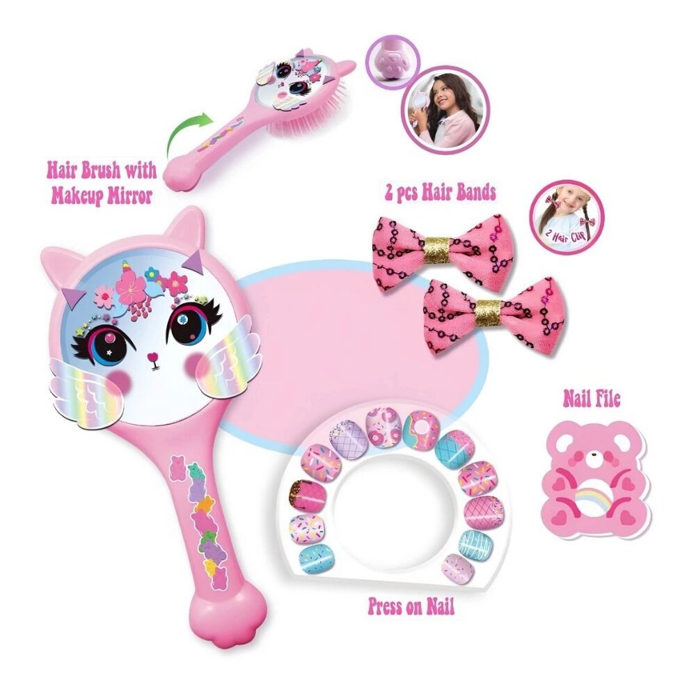 Cute Cat Shaped Hairbrush Tırnak Tasarım iSet