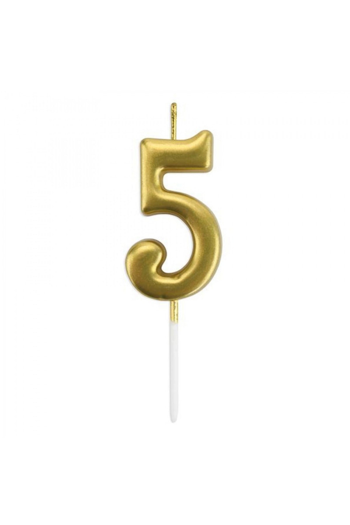 Mum 5 Rakamlı - Altın Çubuklu 7 cm
