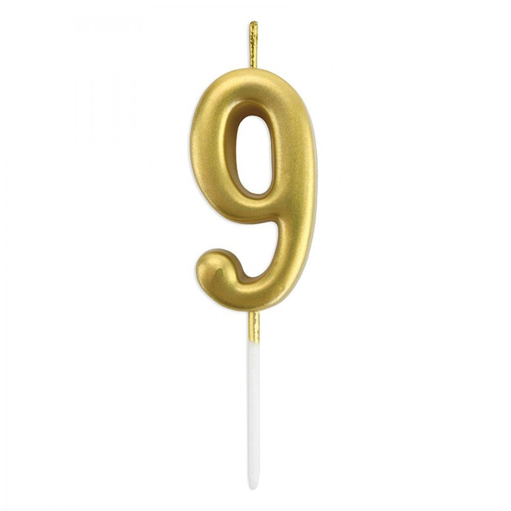 Mum 9 Rakamlı - Altın Çubuklu 7 cm
