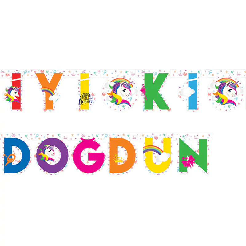 Rainbow Unicorn İyi ki Doğdun Harf Afiş