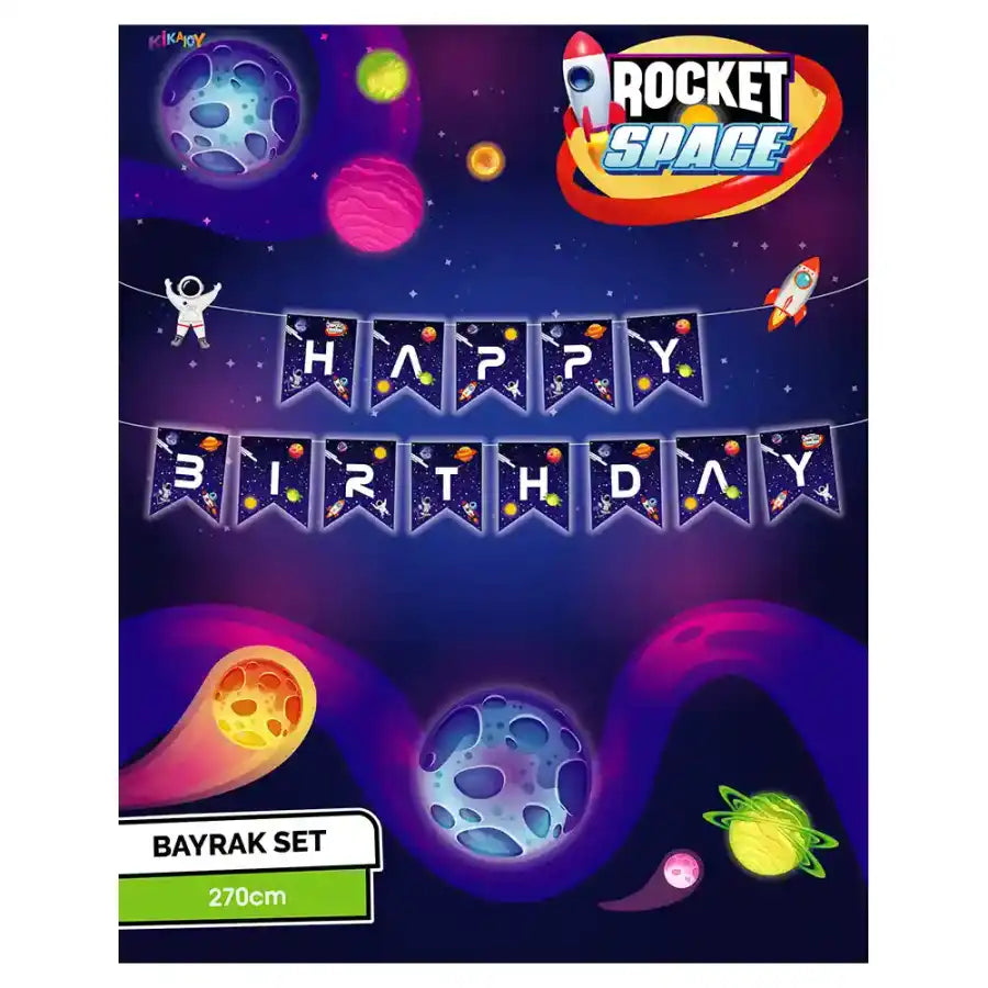 Rocket Space Happy Birthday Banner