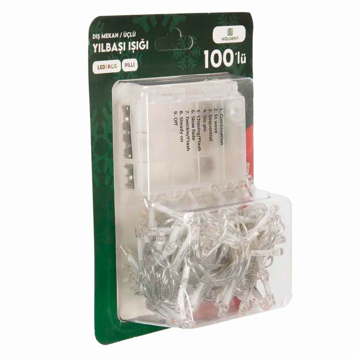 Yılbaşı Süs Renkli Led Işık Pilli 100lü 6 mt