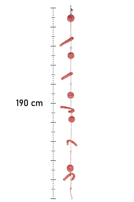 Yılbaşı Süsü Şeker Kamışı Top Beyaz 190 cm