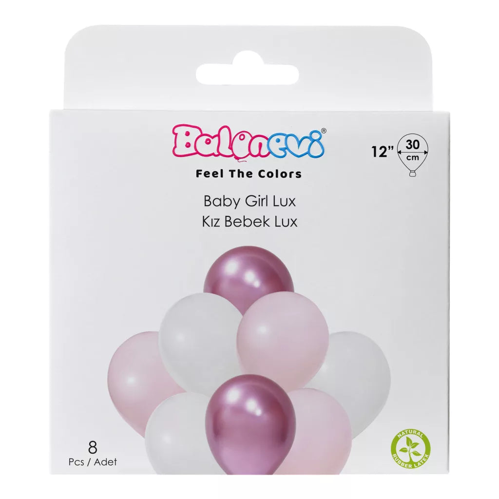 Balonevi Lüks Balon Seti Pembe Beyaz 8li
