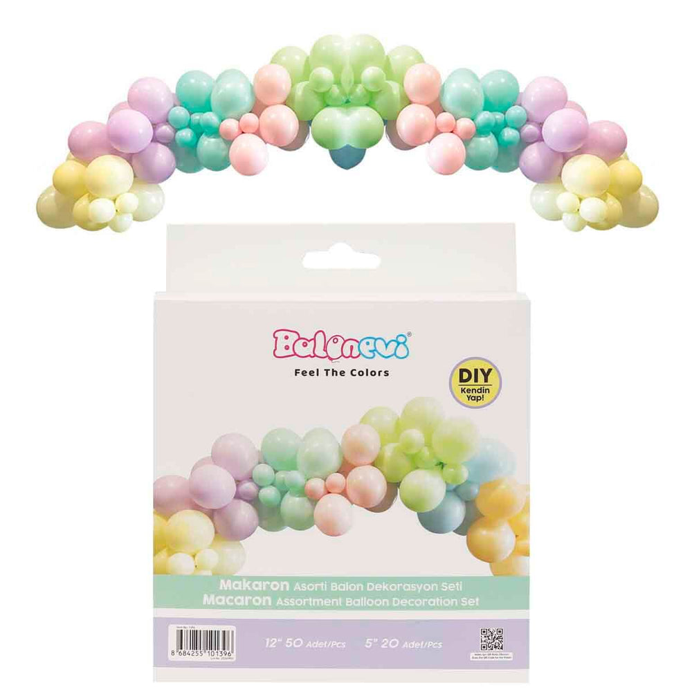 Balonevi Makaron Balon Dekorasyon Seti 70li
