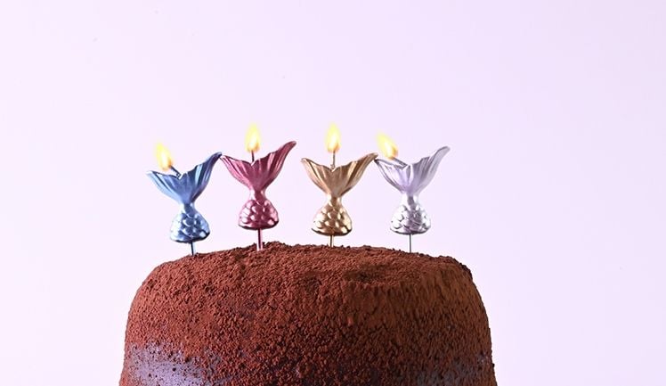 Balonevi Pırıltılı Deniz Kızı Mum 4lü
