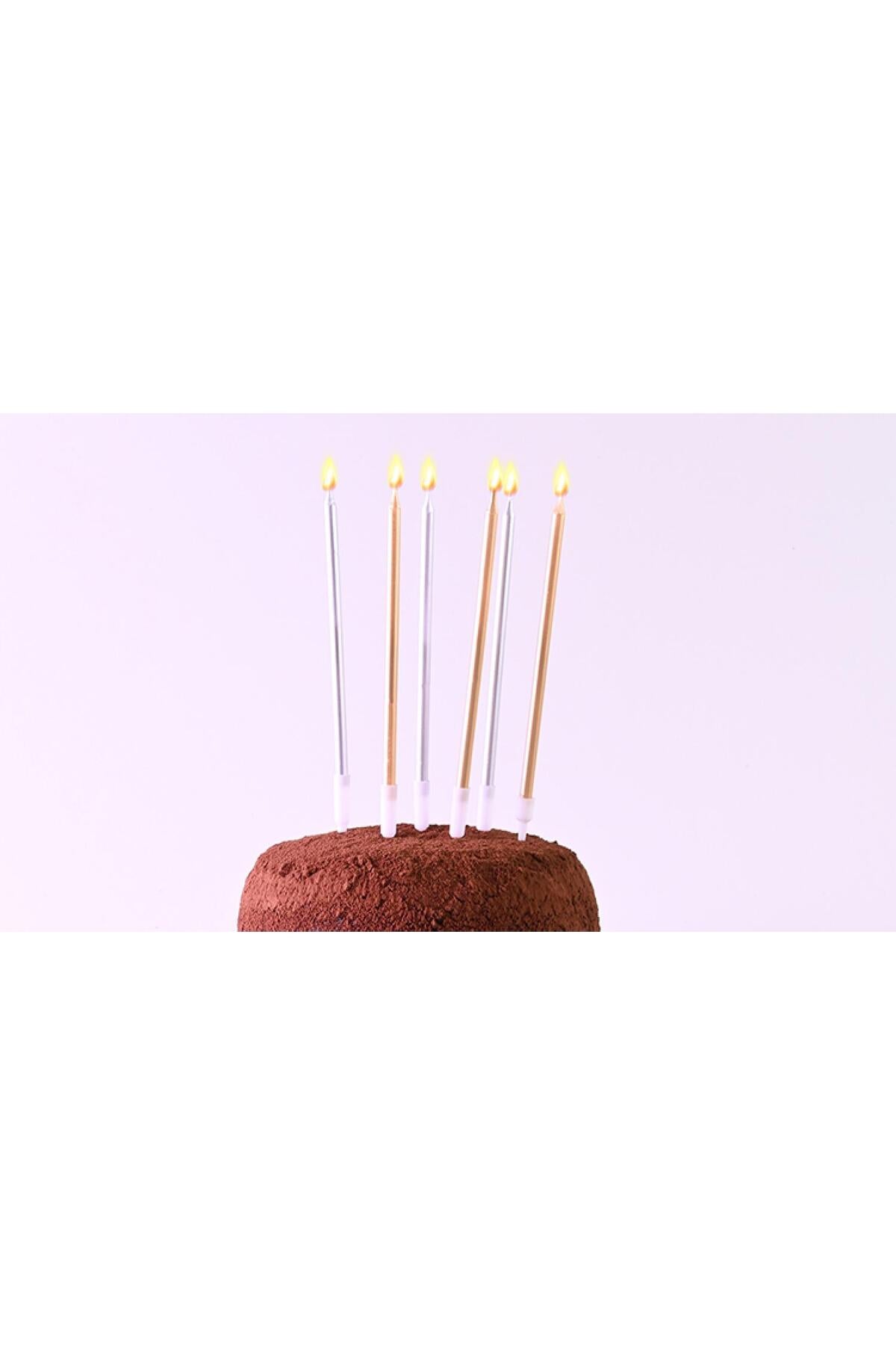 Balonevi Uzun Mum Altın Gümüş 6lı
