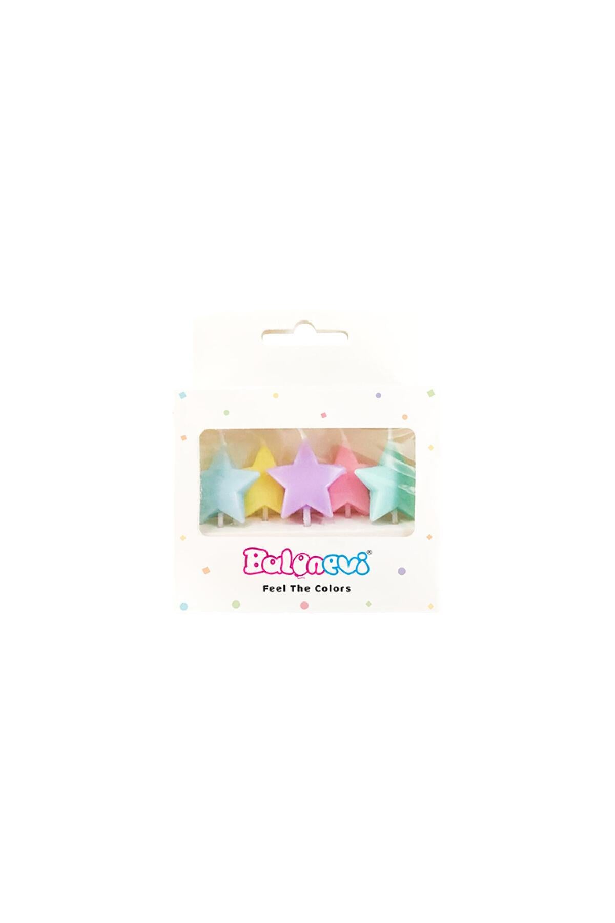 Balonevi Yıldız Mum Pastel 5li