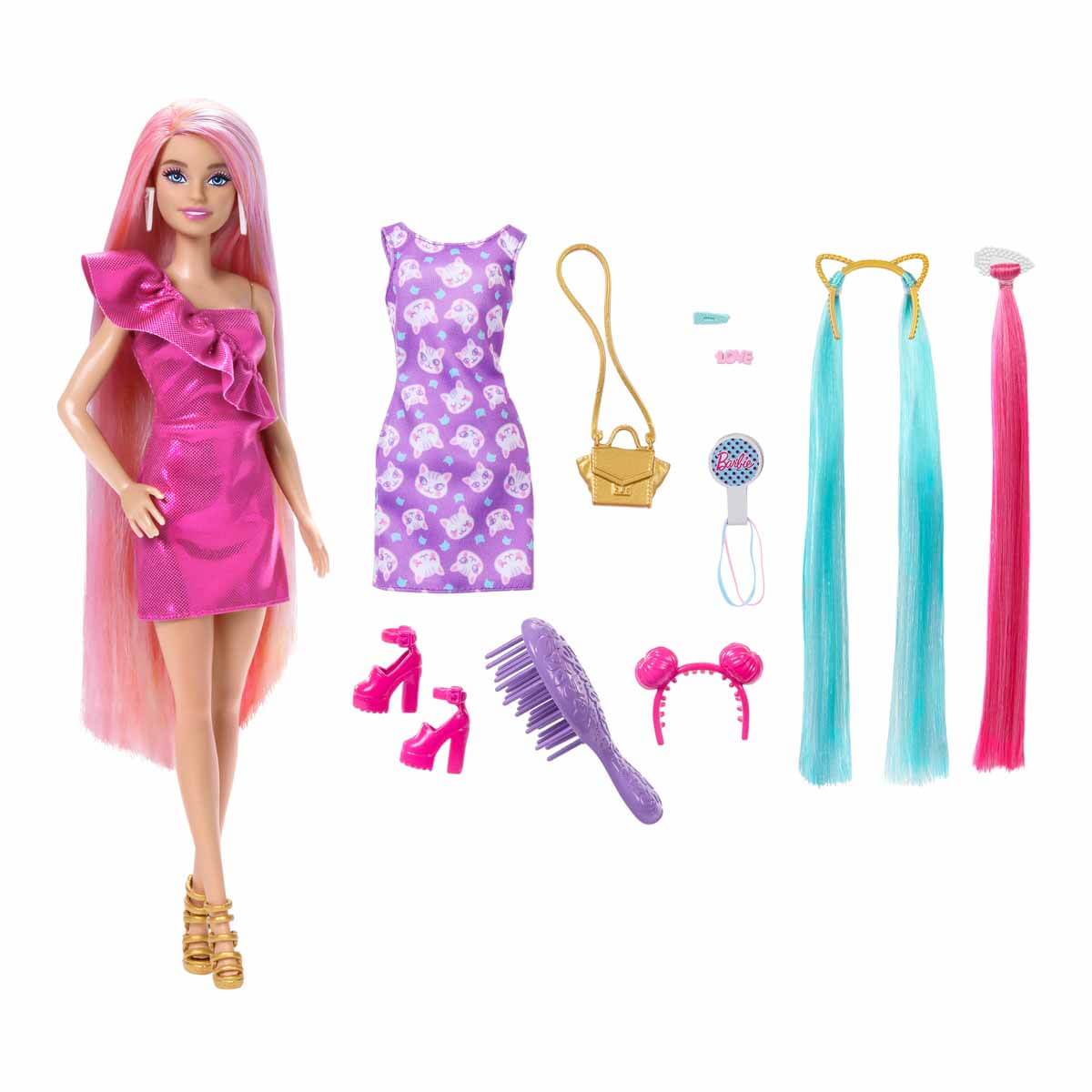 Barbie Upuzun Muhteşem Saçlı Bebekler Pembe
