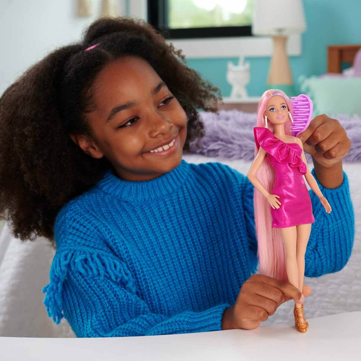 Barbie Upuzun Muhteşem Saçlı Bebekler Pembe