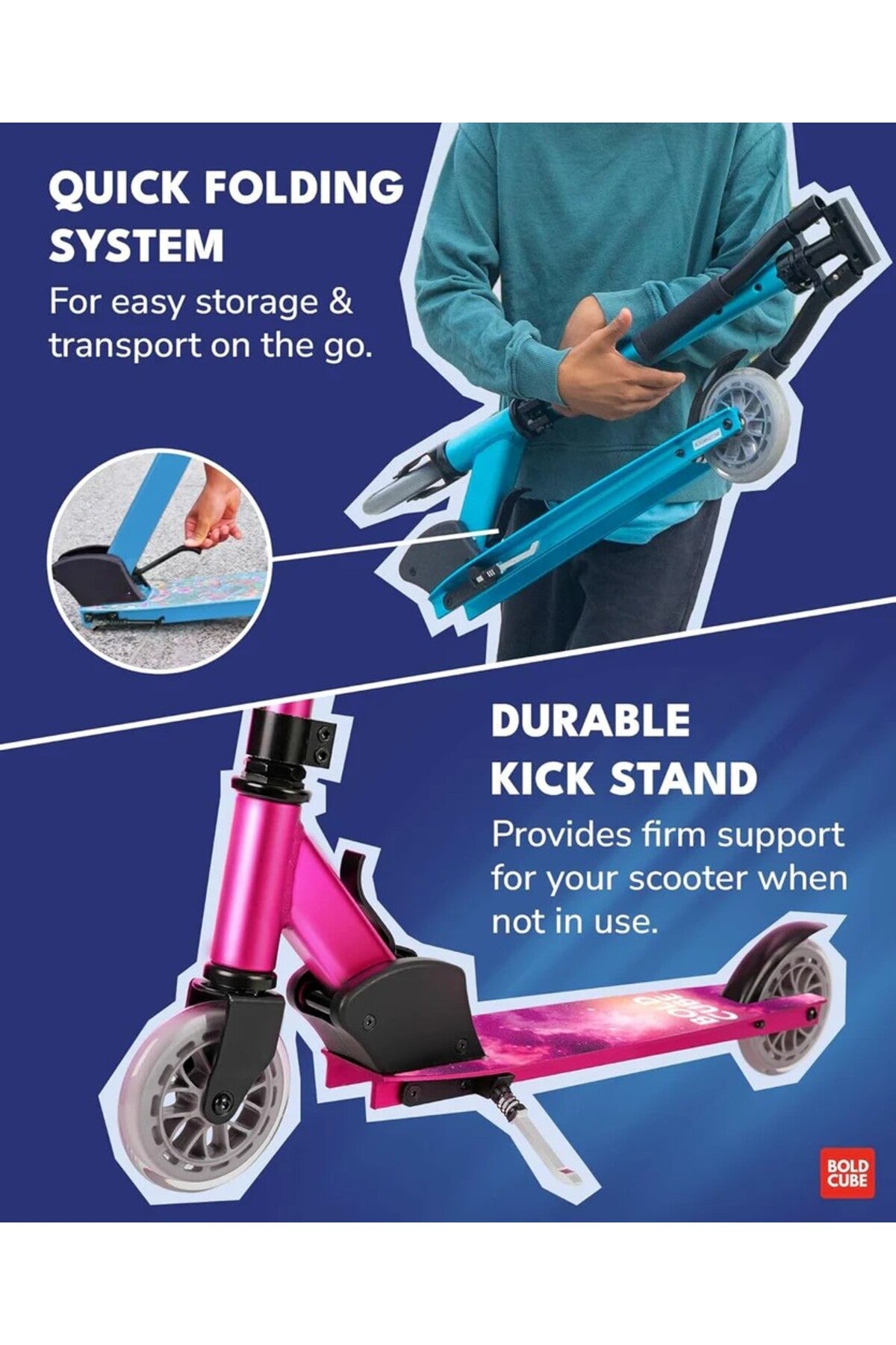 BOLDCUBE Deluxe 2T Katlanır Scooter Mavi