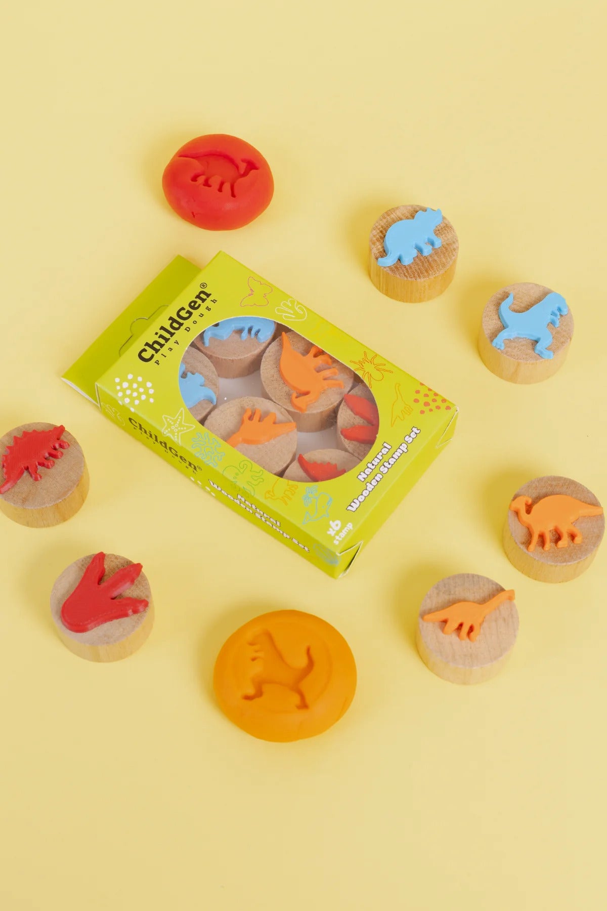 Childgen Ahşap Damga Dinozorlar Seti 6 Adet