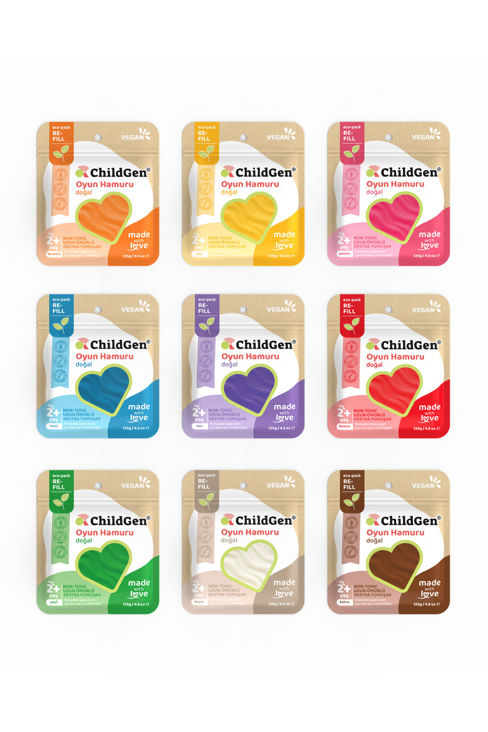 Childgen Doğal Oyun Hamuru 9lu 125gr
