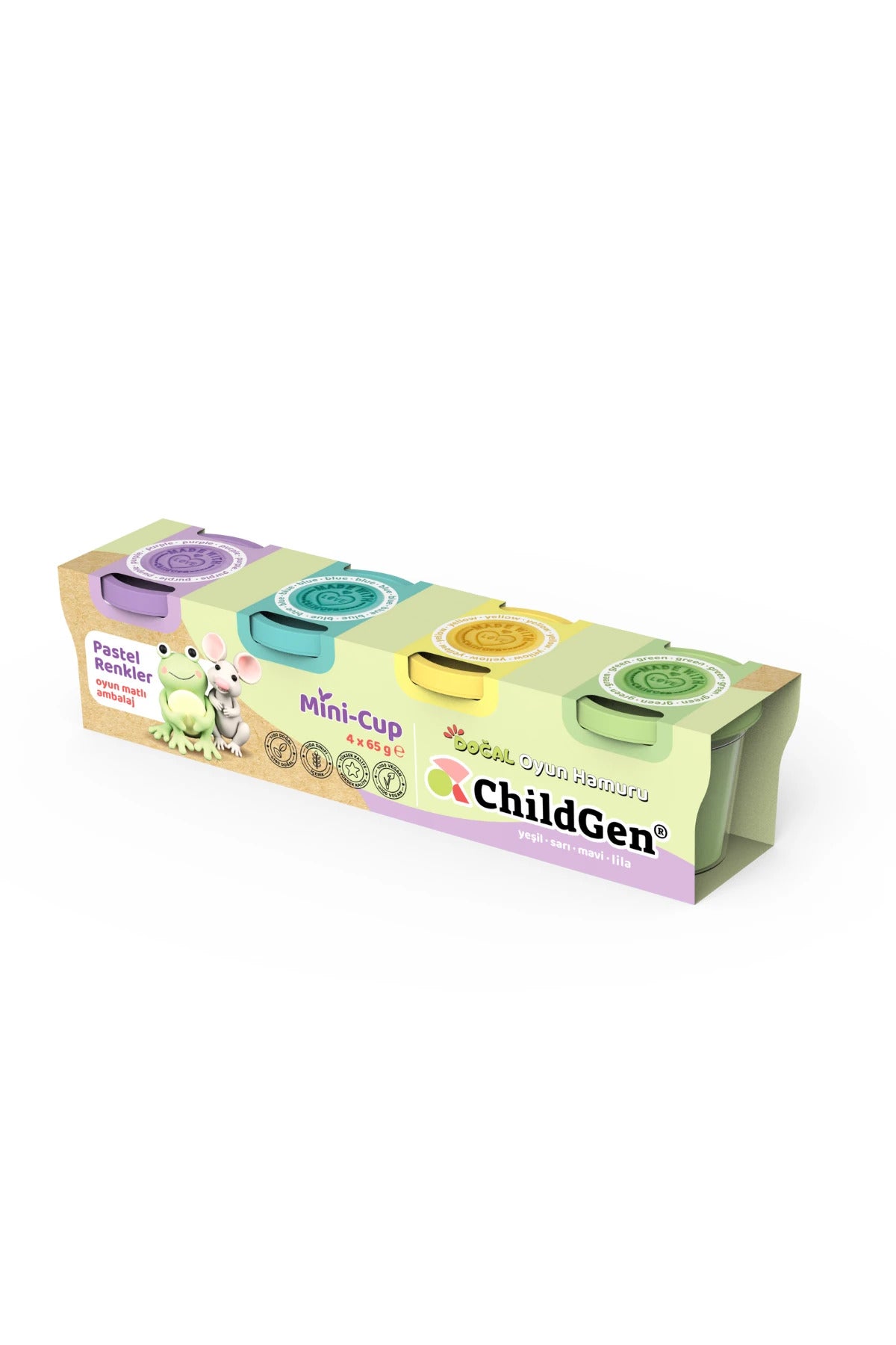 Childgen Doğal Pastel Oyun Hamuru 4lü 65 gr