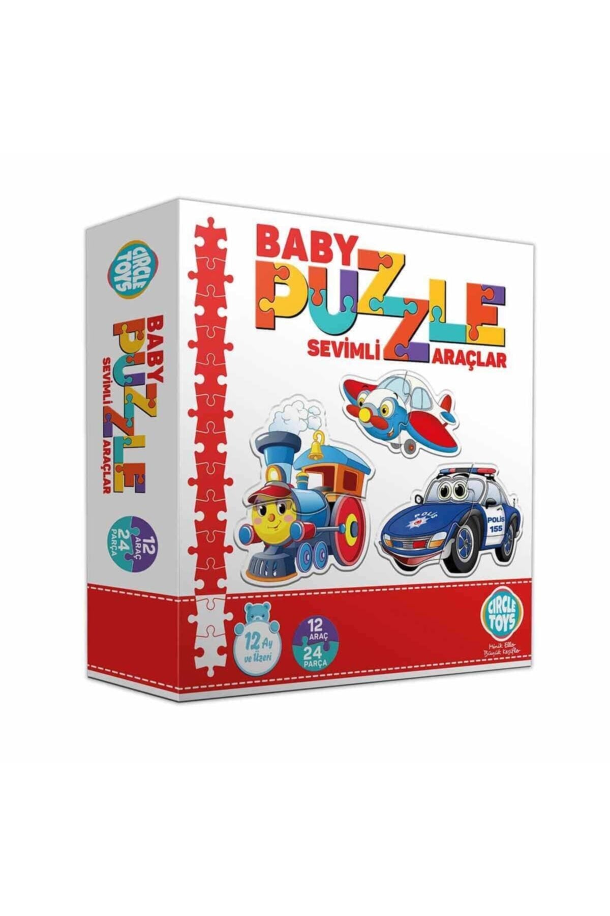 Circle Toys Bebek Puzzle Sevimli Araçlar 24 Parça