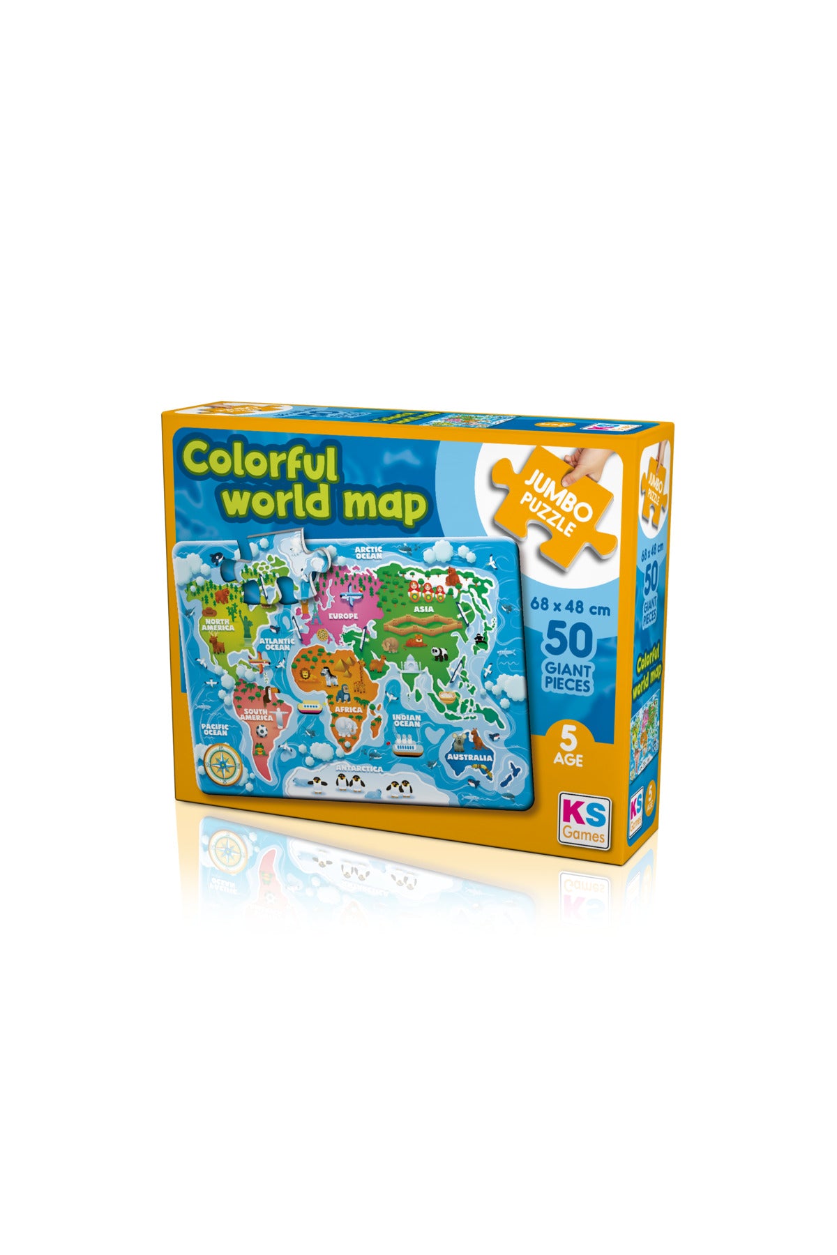 Colorful World Map Dev Puzzle 50 Parça