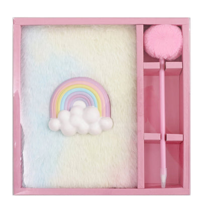 Frocx Journal Peluş Defter Kalem Seti Rainbow
