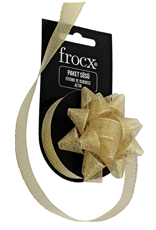 Frocx Paket Süsü Fişek Fiyonk ve Kurdele Altın
