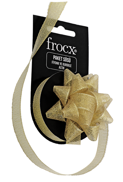 Frocx Paket Süsü Fişek Fiyonk ve Kurdele Altın