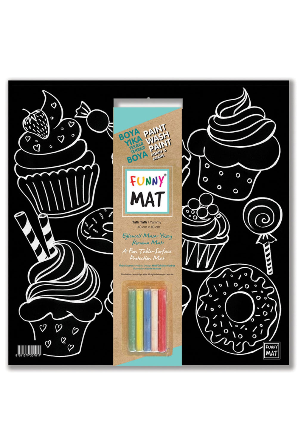 Funny Mat Black Tatlı Tatlı Tebeşirli