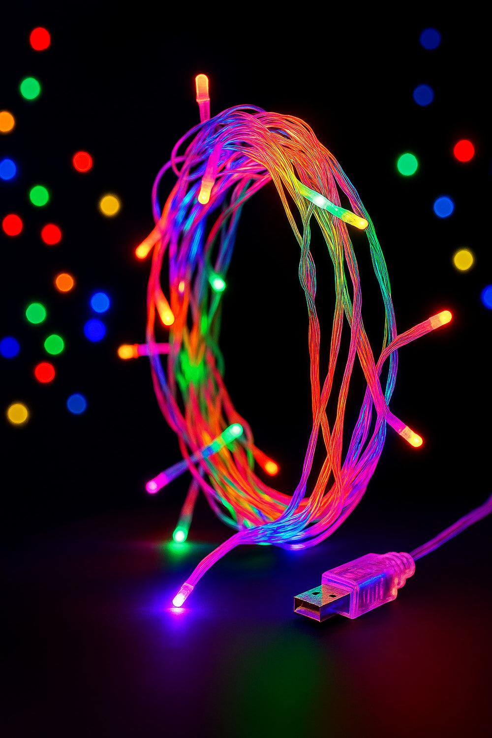 İç Mekan Çok Renkli Led Işık Usb 100lü 6 mt