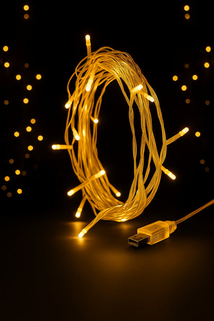 İç Mekan Sarı Led Işık Usb 100lü 6 mt