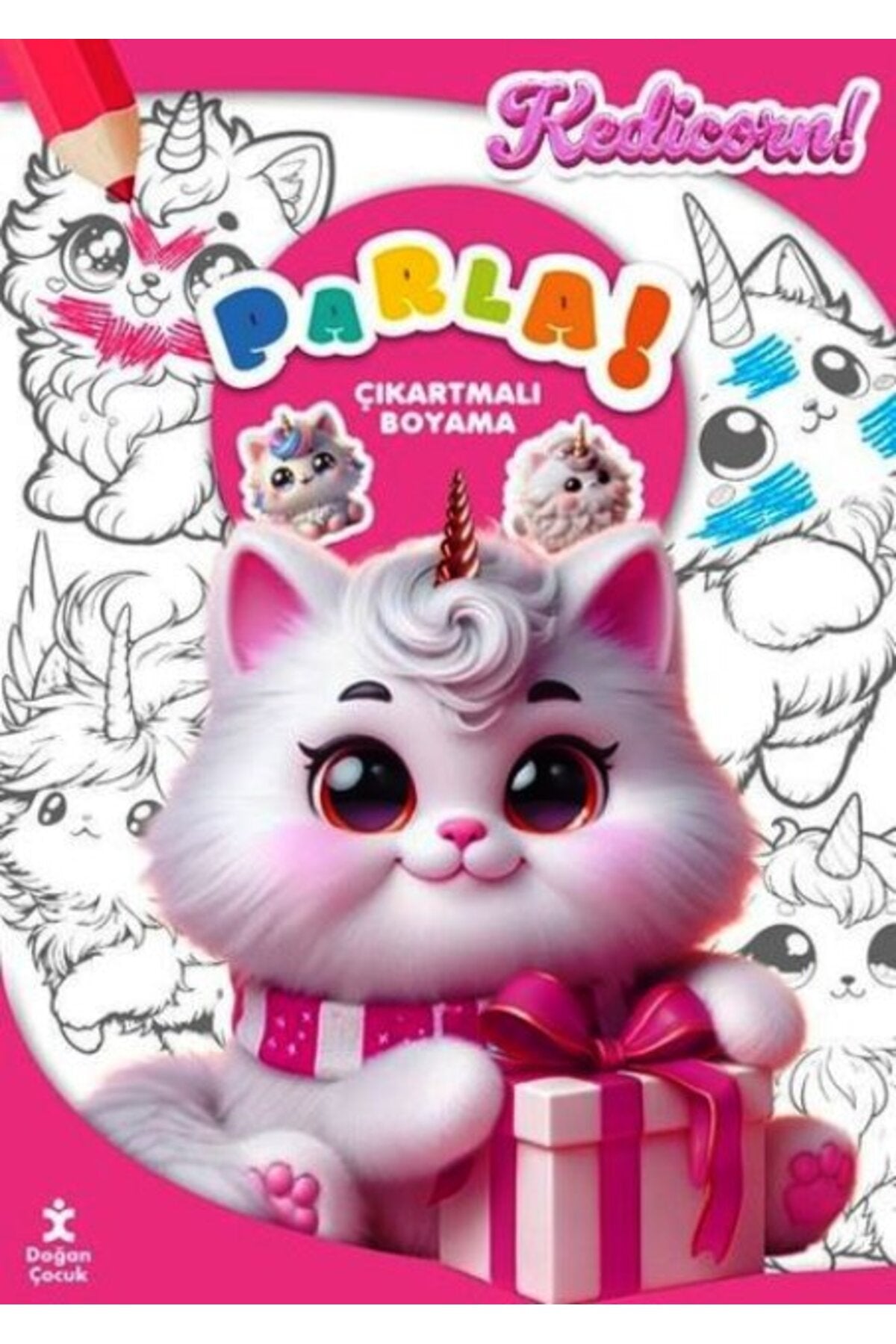 Kedicorn Parla Çıkartmalı Boyama Kitabı
