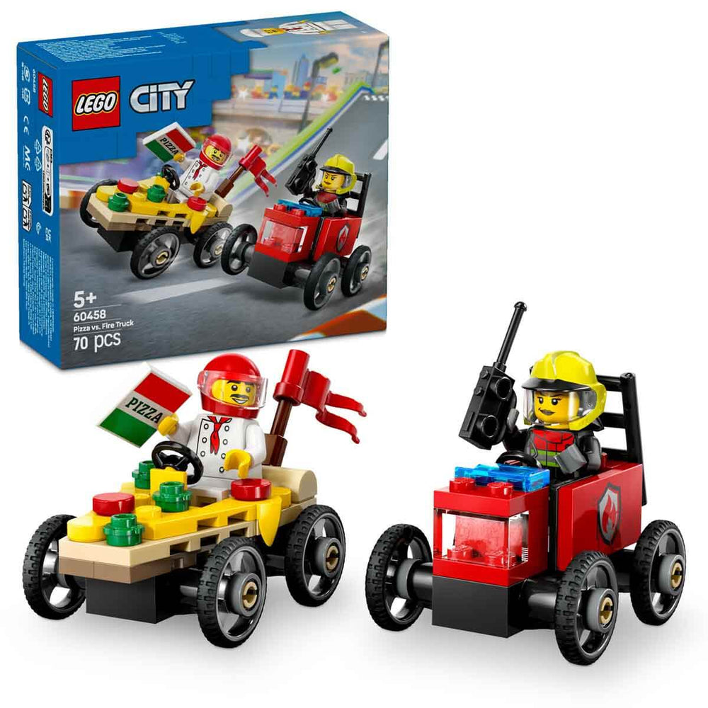 LEGO City Pizza Arabası İtfaiye Kamyonuna Karşı Yarış Arabası Paketi 60458