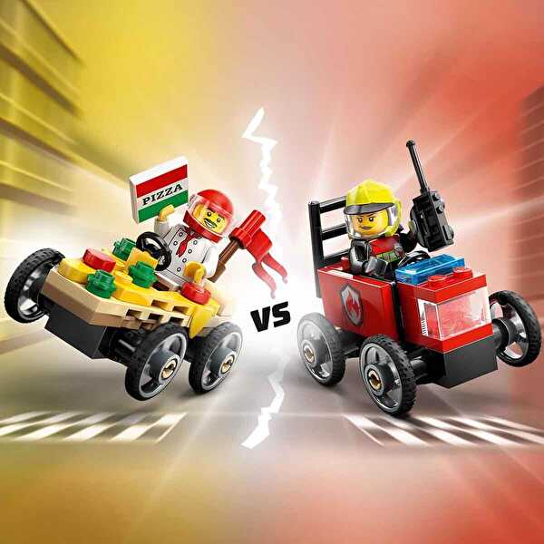 LEGO City Pizza Arabası İtfaiye Kamyonuna Karşı Yarış Arabası Paketi 60458