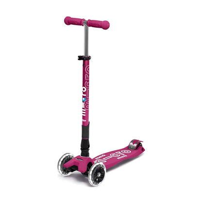 Maxi Micro Deluxe 3 Tekerlekli Katlanır Işıklı Kırmızı Scooter