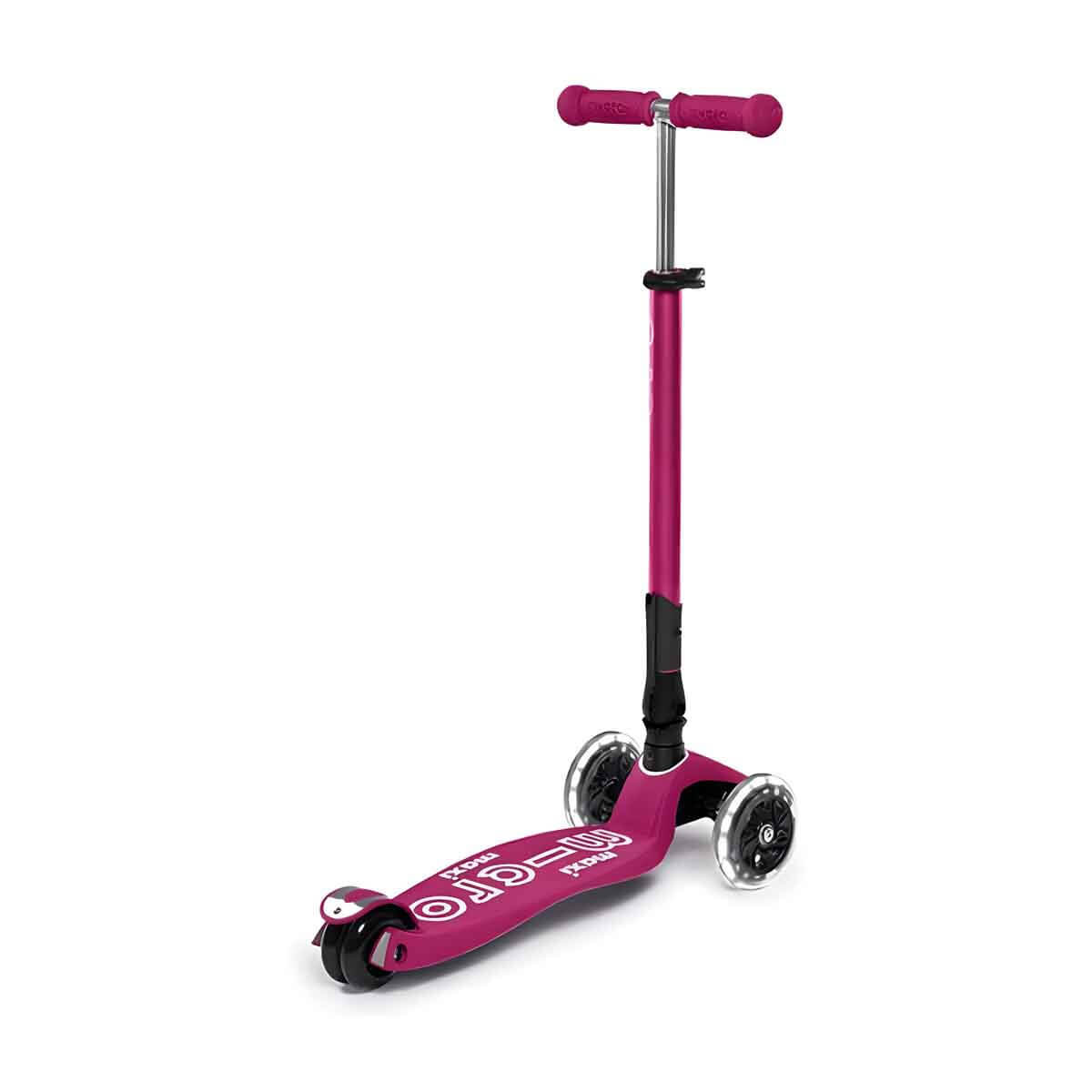 Maxi Micro Deluxe 3 Tekerlekli Katlanır Işıklı Kırmızı Scooter