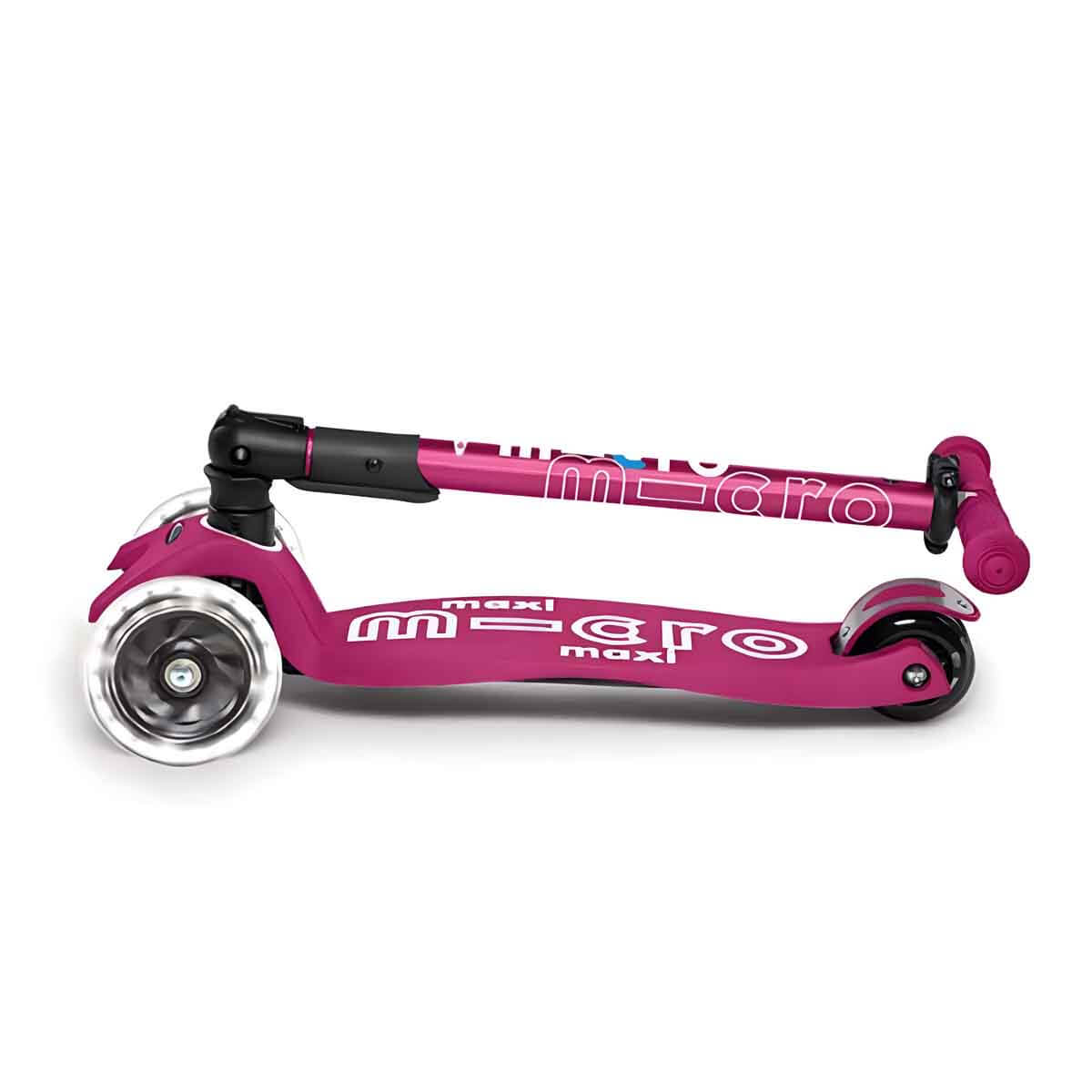 Maxi Micro Deluxe 3 Tekerlekli Katlanır Işıklı Kırmızı Scooter