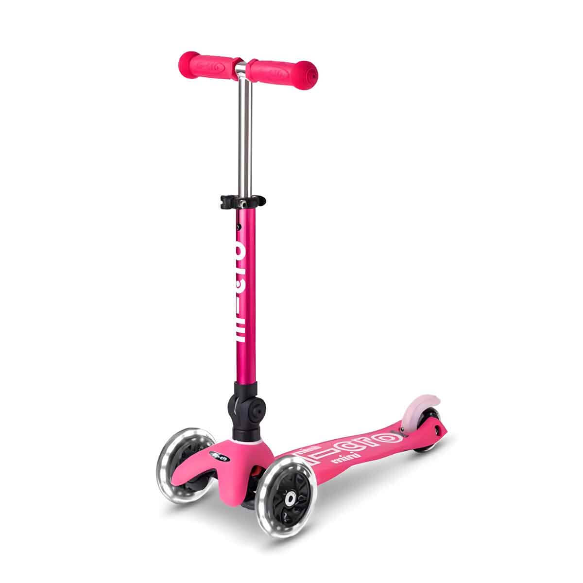 Maxi Micro Deluxe 3 Tekerlekli Katlanır Işıklı Pembe Scooter