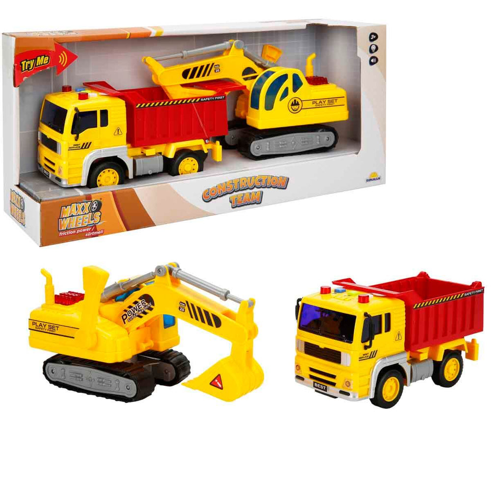 Maxx Wheels 1:20 Sesli ve Işıklı Sürtmeli İnşaat Oyun Seti