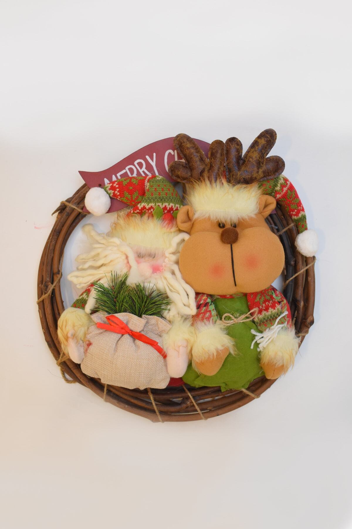 Merry Christmas Geyikli Kapı Süsü 35 cm