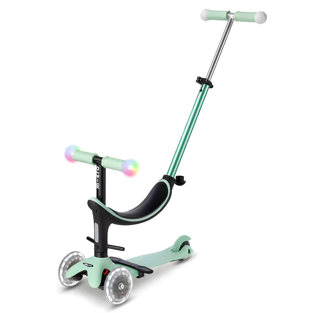 Micro Mini Deluxe Magic 3 Tekerlekli Işıklı Mint Scooter