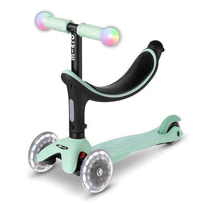 Micro Mini Deluxe Magic 3 Tekerlekli Işıklı Mint Scooter
