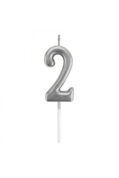 Mum 2 Rakamlı - Gümüş Çubuklu 7 cm