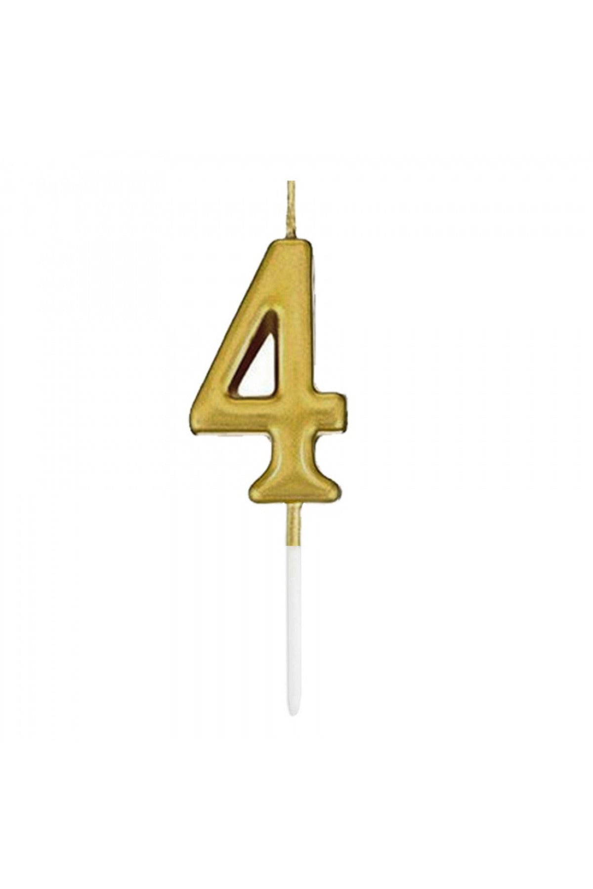 Mum 4 Rakamlı - Altın Çubuklu 7 cm