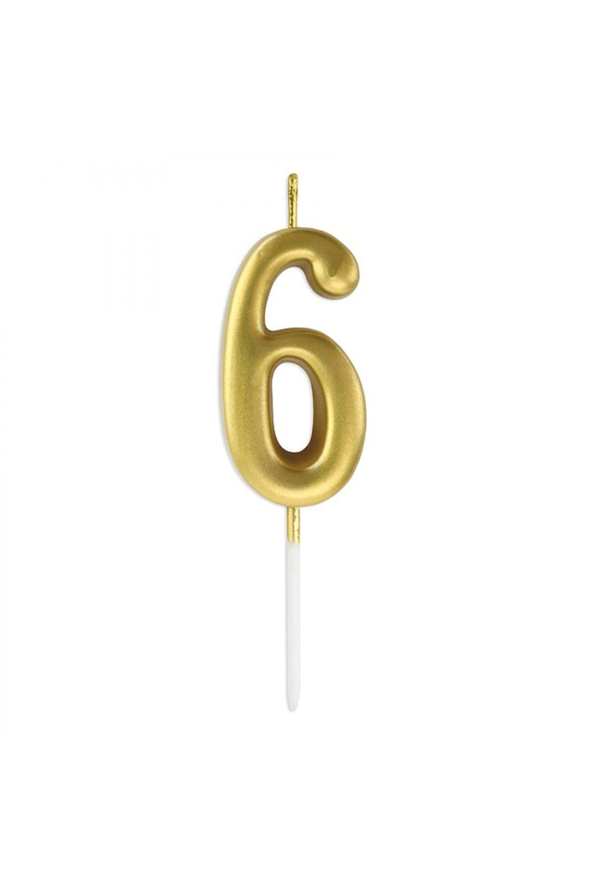 Mum 6 Rakamlı - Altın Çubuklu 7 cm