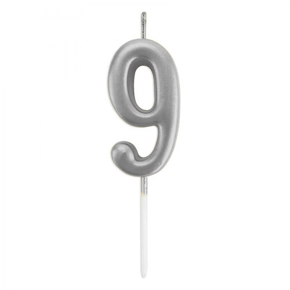 Mum 9 Rakamlı - Gümüş Çubuklu 7 cm