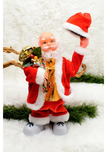 Noel Baba Hareketli Şapkalı Yılbaşı Süs 30 cm