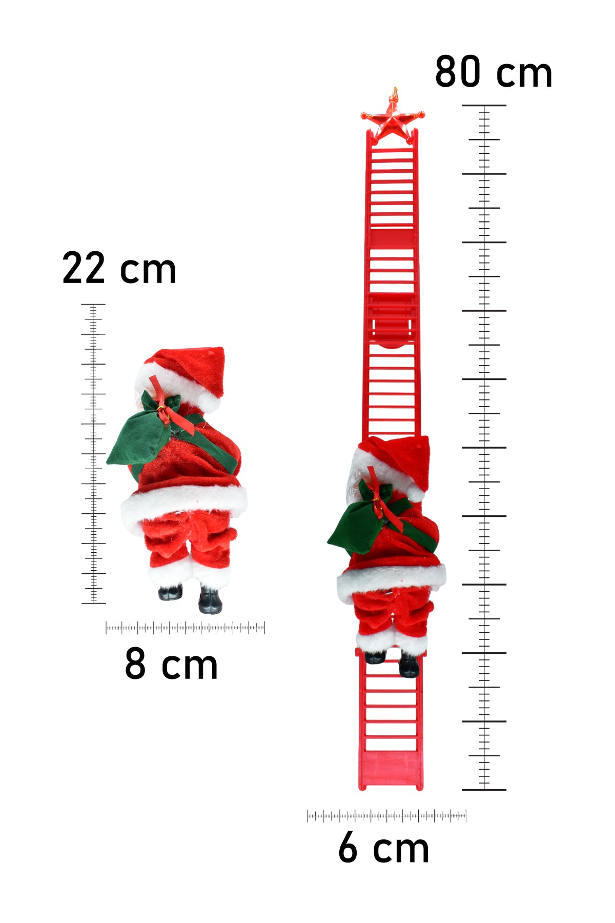 Noel Baba Tırmanan Merdivenli Yılbaşı Süs