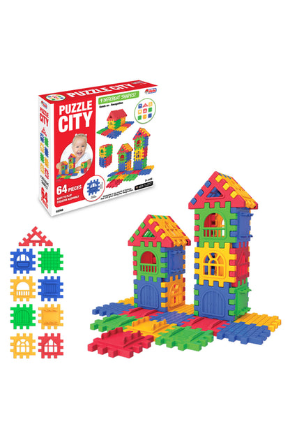 Puzzle City Geçmeli Bloklar 64 Parça