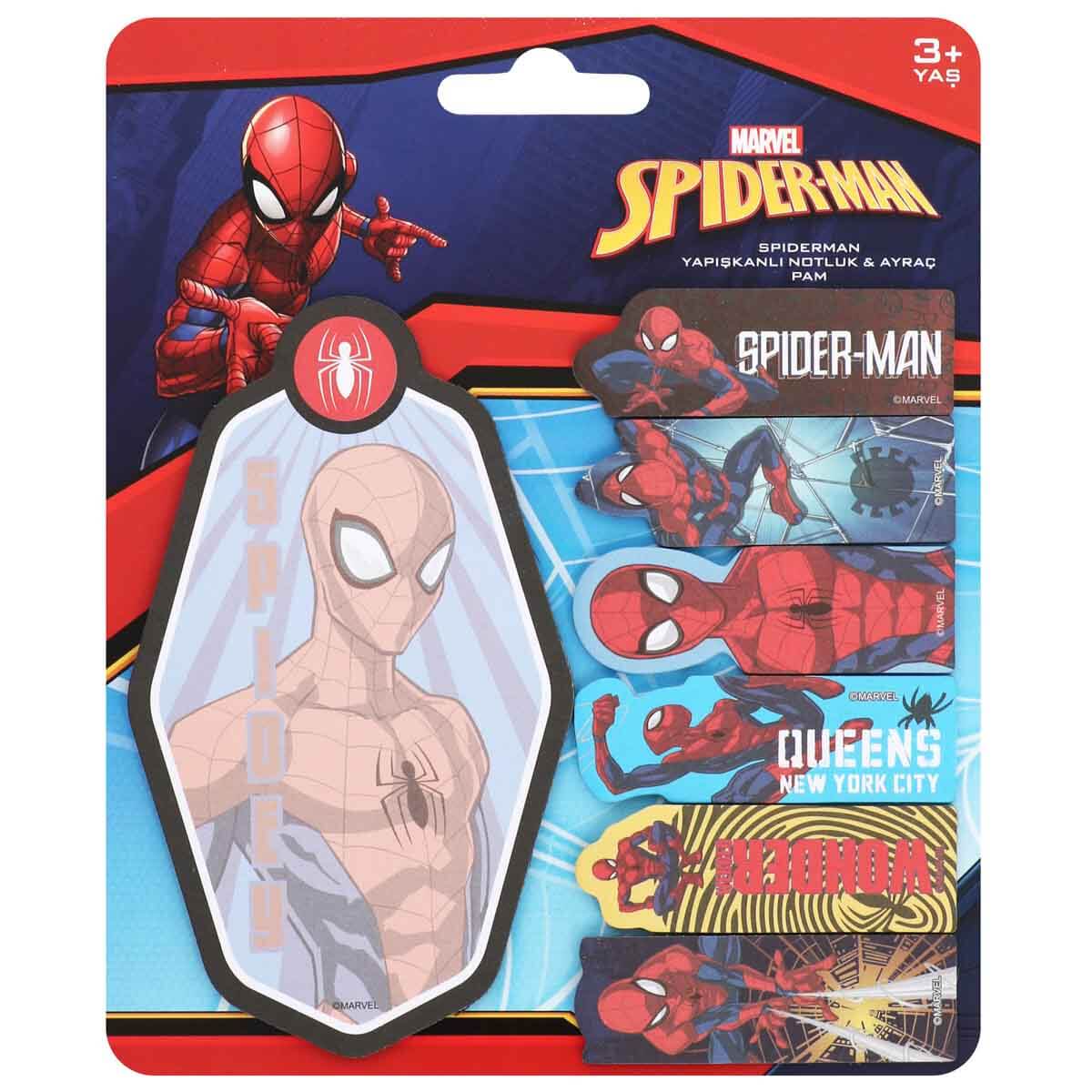 Spiderman Yapışkanlı Notluk Ayraç Pam