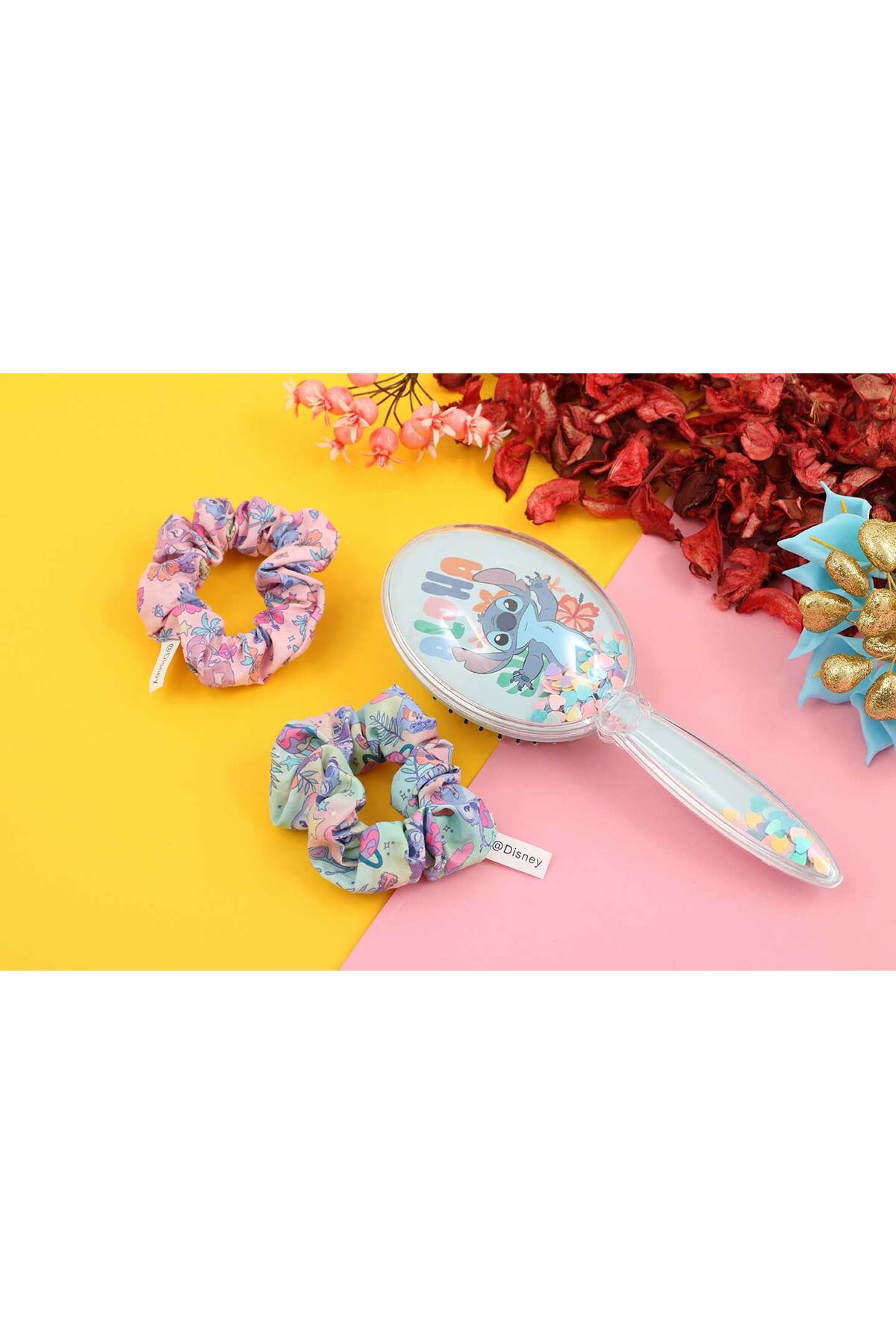 Stitch Pullu Saç Fırçası ve Toka Seti Aloha